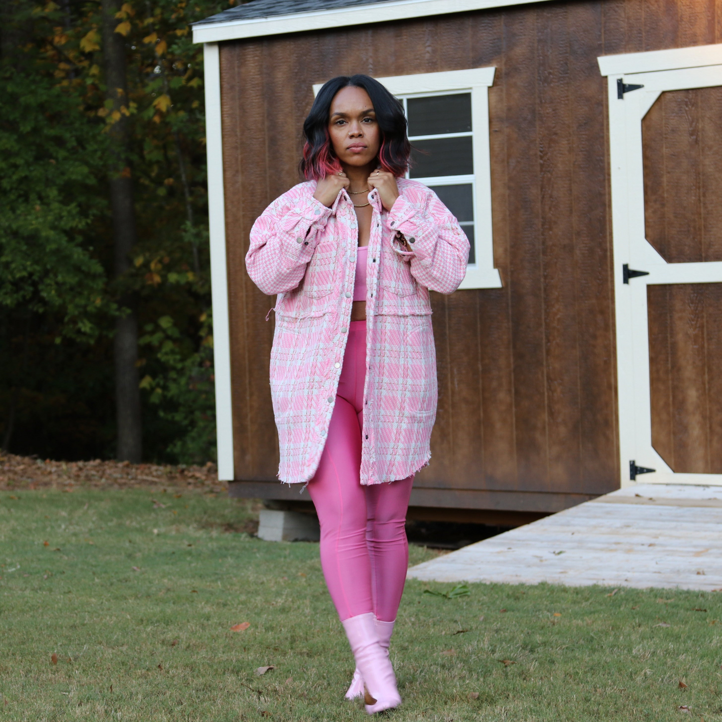 Light Pink plaid Shaket