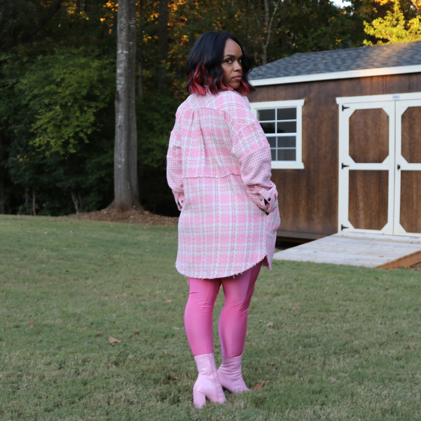 Light Pink plaid Shaket