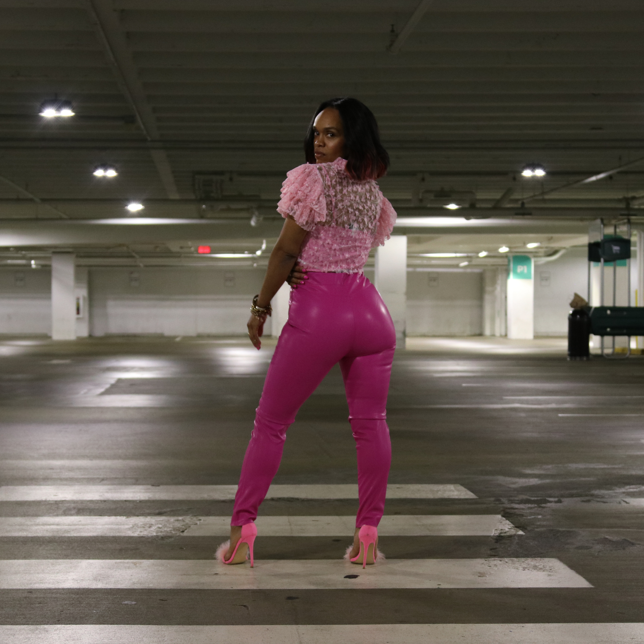 Tyra Straight Leg Faux Leather Pants - Baby Pink - MESHKI